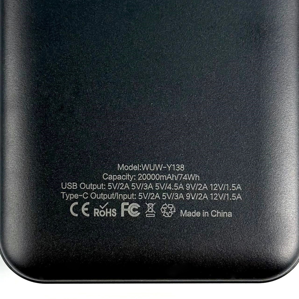 Павербанк 20000 mAh WUW Y138 PD22.5W + QC с дисплеем быстрой зарядкой 2 USB-A + Type-C power bank повербанк Одесса - изображение 10