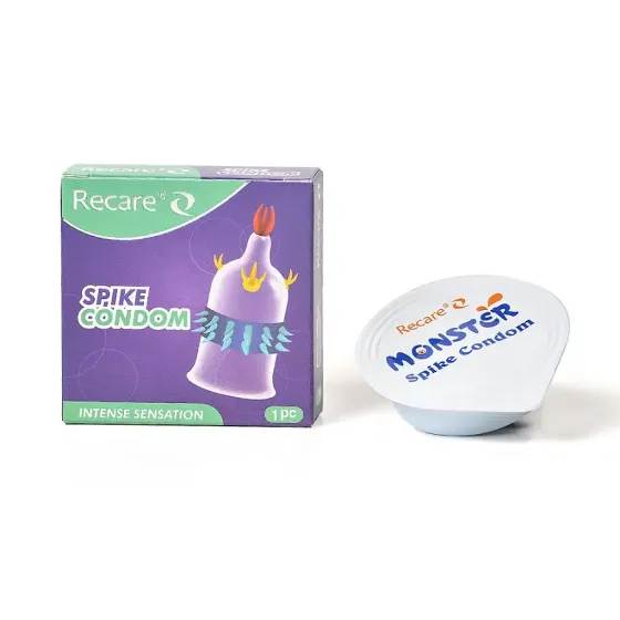 Насадка на член Recare Spike Condom Purple (презерватив с усиками и рядами шипов) Львов