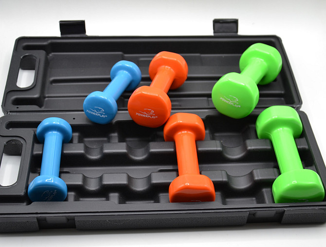 Набір гантелей в кейсі 6 кг. PowerPlay 4103 Fitness Dumbells (2шт.*0,5кг. 2шт.*1кг. 2шт.*1,5кг.) Каменское - изображение 4
