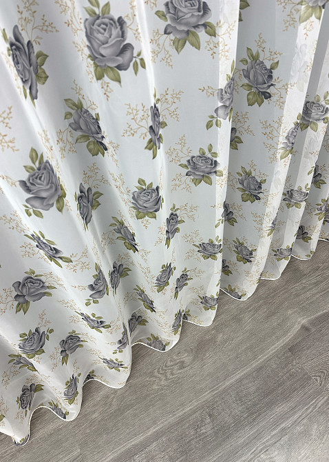 Тюль шифоновая с принтом цвет белый с серым 1801т Киев - изображение 7