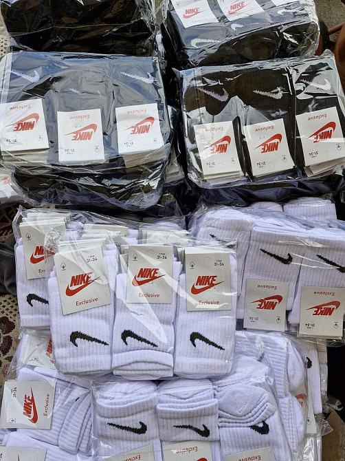 Детские высокие качественные хлопковые носки белые в наборе по 6 штук Nike. Размер 31-34 Киев - изображение 1