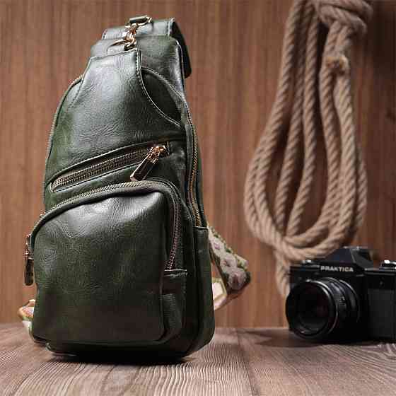 Трендова жіноча слінг сумка через плече з екошкіри Vintage 22755 Зелений Київ