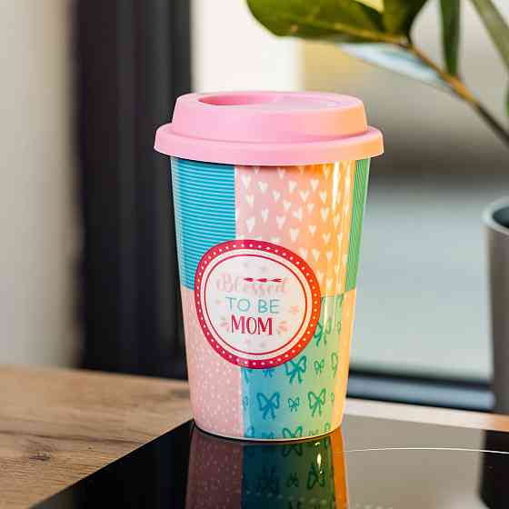 Стакан фарфоровый 420 мл с силиконовой крышкой Blessed to be mom RX-N240288BM Киев
