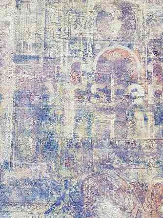 Шпалери вінілові на флізеліні Grandeco Anastasia метрові абстракція розмитий малюнок будинку авто цифри бузкові Київ