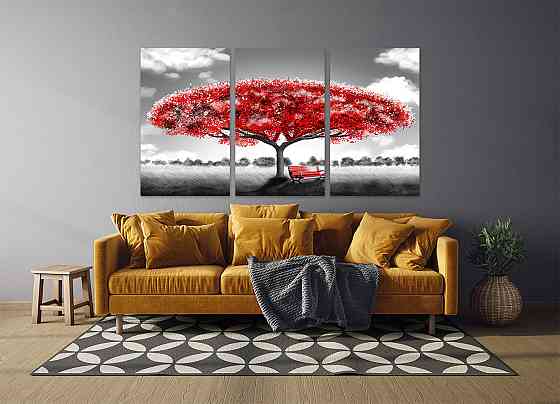 Модульная картина "Дерево з червоними листями Абстракція" Art-901_3A (53х100см) 70x130 см Київ