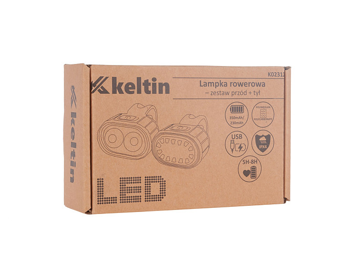 Велосипедні ліхтарики "Keltin" передній + задній USB світлодіодний водовідпорний IPX4 Стрый - изображение 7