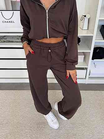 Женский прогулочный костюм двойка: зип худи и штаны двунитка Шоколад, 46/48 Одесса