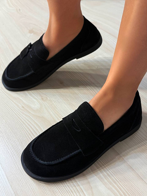 Туфлі жіночі Hengji 588-3 замшеві лофери чорні, 38, 24 см Київ - фото 2