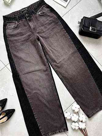 Жіночі стильні комбіновані джинси super wide leg 38 Одеса