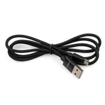 Дата кабель USB 2.0 AM to Micro 5P 1m nylon black Vinga (VCPDCMNB1BK) Винница