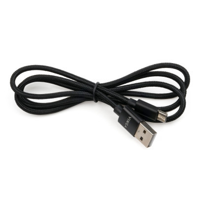 Дата кабель USB 2.0 AM to Micro 5P 1m nylon black Vinga (VCPDCMNB1BK) Вінниця - фото 3