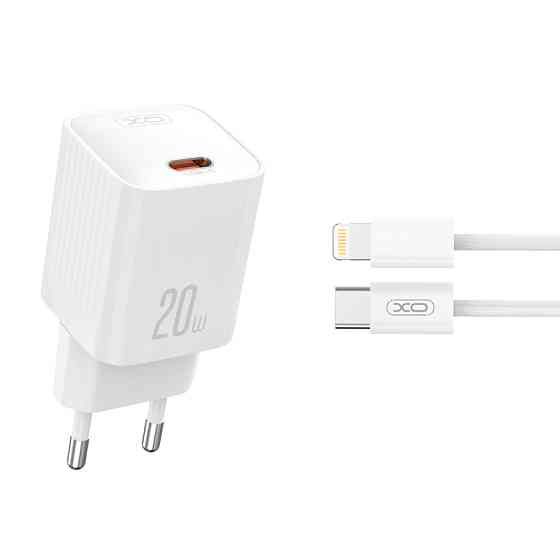 Мережевий зарядний пристрій XO L146 PD20W Single USB-C + Lightning cable білий Львів