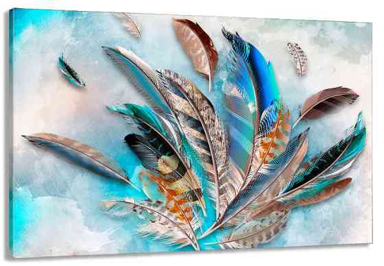 Картина полотно у вітальню / спальню   Абстракція Пір'я   MLP_277 ( 60х30см ) 90х180см Київ