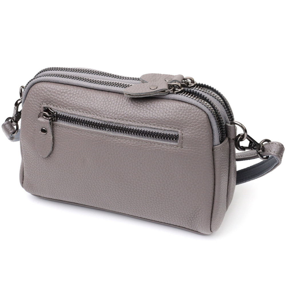 Сумка женская на два отделения из натуральной кожи Vintage 22278 Серая Киев - изображение 2