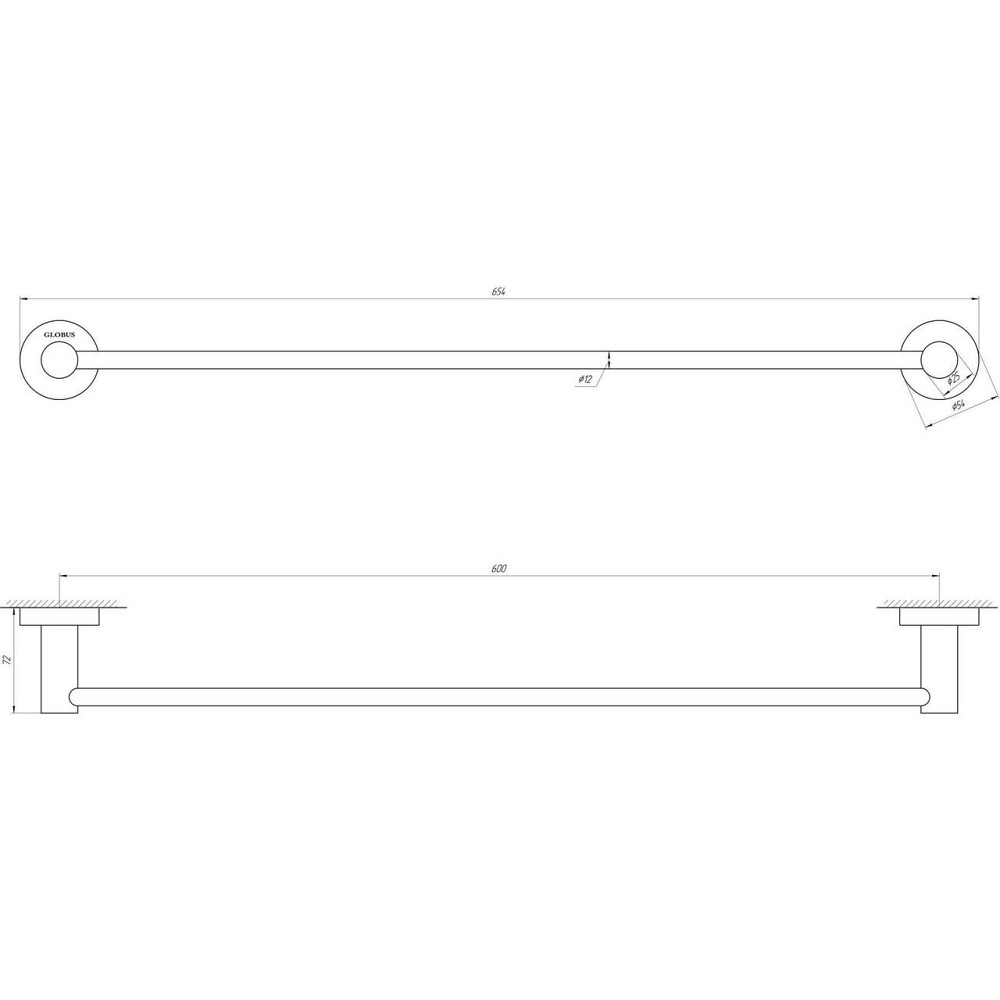Держатель полотенец Globus Lux SS 8402-60 SUS304 Киев - изображение 2