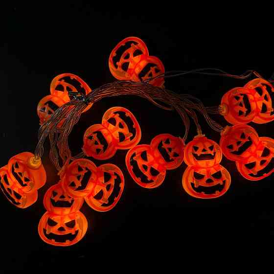 Гирлянда Хэллоуин Тыквы 150 см 10 led 4 на 5 см оранжево-черный Киев