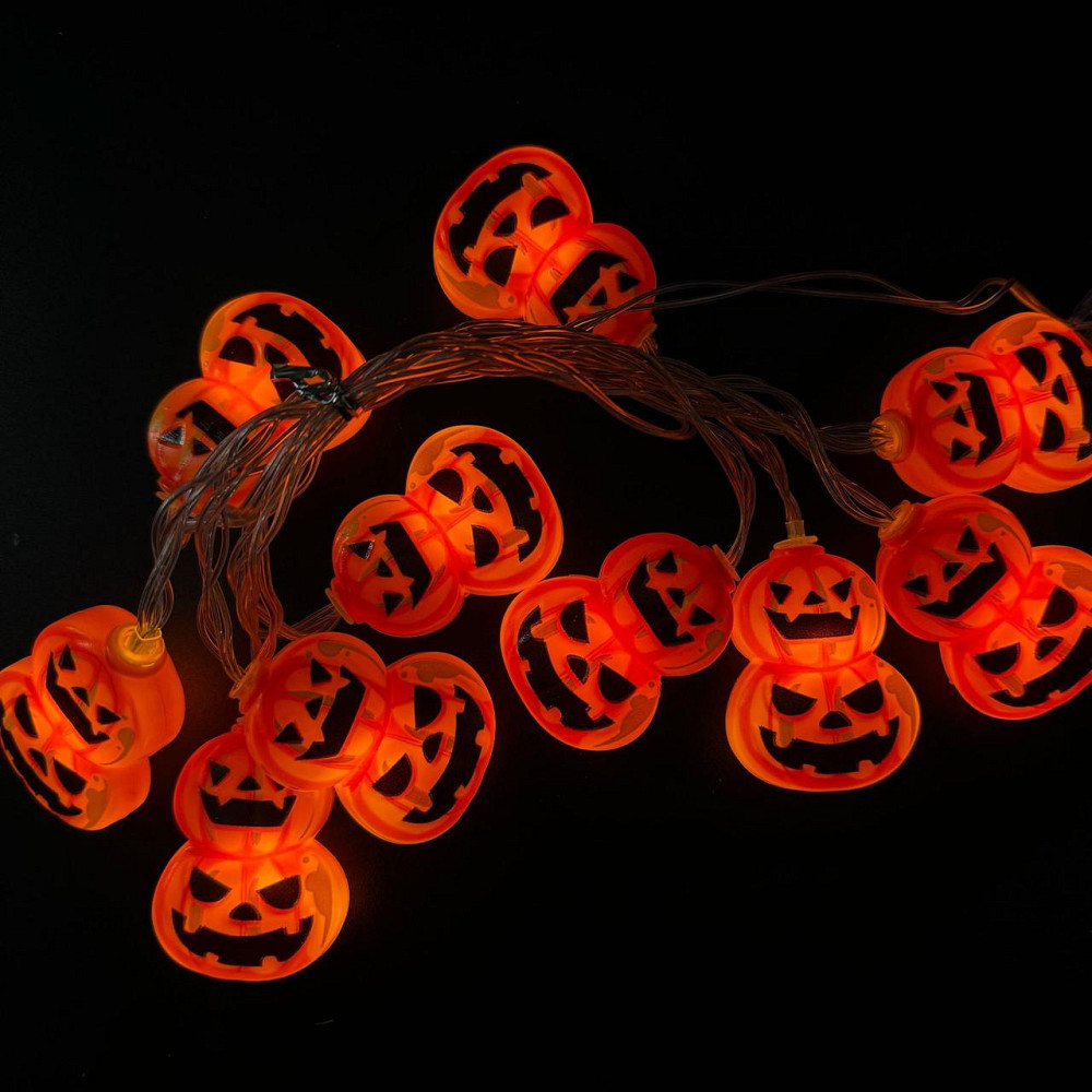 Гирлянда Хэллоуин Тыквы 150 см 10 led 4 на 5 см оранжево-черный Киев - изображение 4
