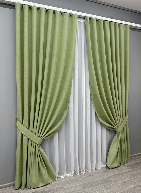 Комплект готових штор VR-Textil Блекаут двосторонній ASHEN NIGHT № 1841ш Оливковий 200х270 см 2 шт (32-203) Київ - фото 3