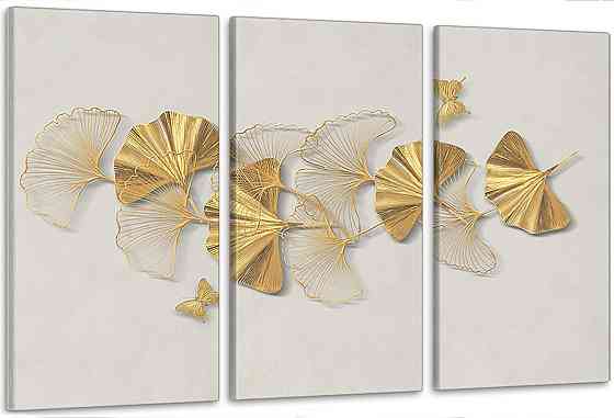 Модульна картина у вітальню/ спальню Золоті листки    ART-142_3A Київ