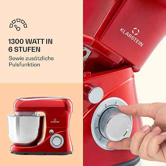 Кухонний комбайн Bella Pico 2G 1300W 1.7HP 6 рівнів 5 літрів Червоний (Німеччина, читати опис) Рівне