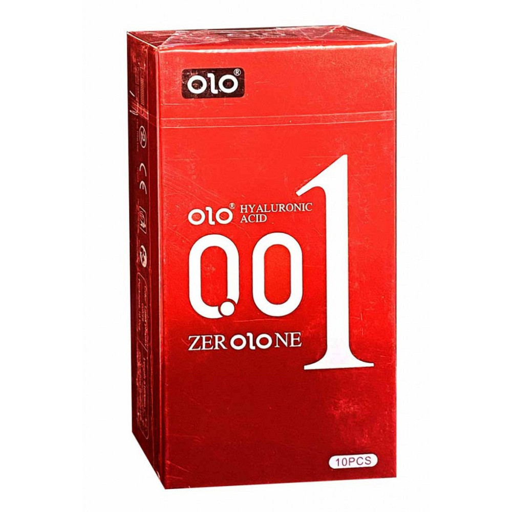 Презервативи збуджуючі Olo 0.01 RED Foil, що зігрівають з гіалуроновою кислотою, 10 шт. Sex Aura Київ - фото 1