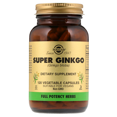 Травы Solgar Гинкго Билоба Супер, Super Ginkgo Biloba, 120 желатиновых к (SOL-03915) Винница - изображение 1