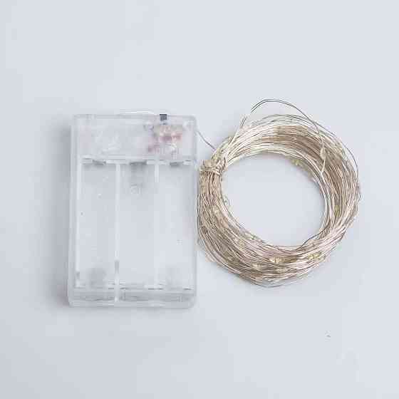 Гірлянда "Роса" 10м, 100 LED, на батарейках, білий провод Київ