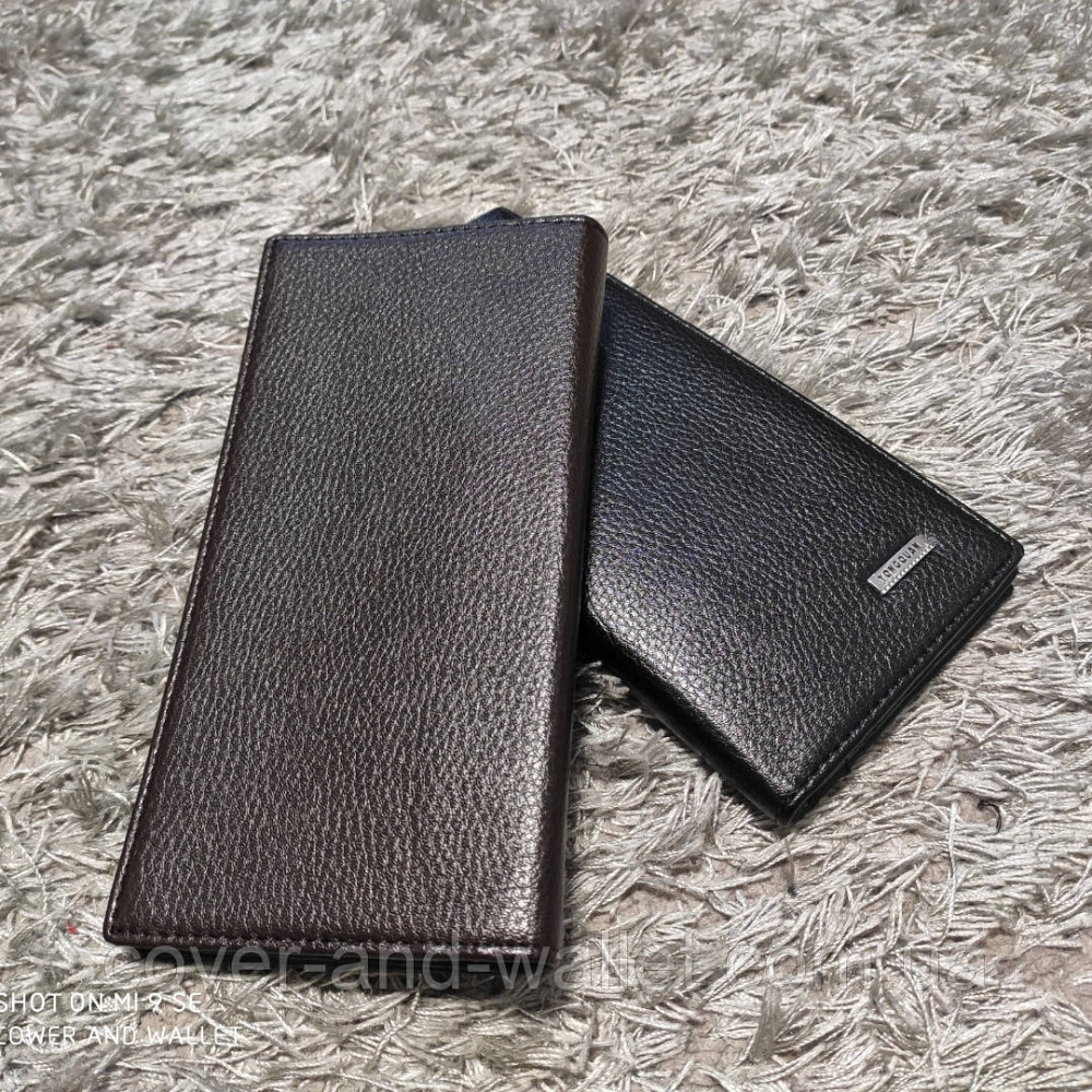 Стильний чоловічий гаманець купюрник без застібки чорного кольору Київ - фото 8