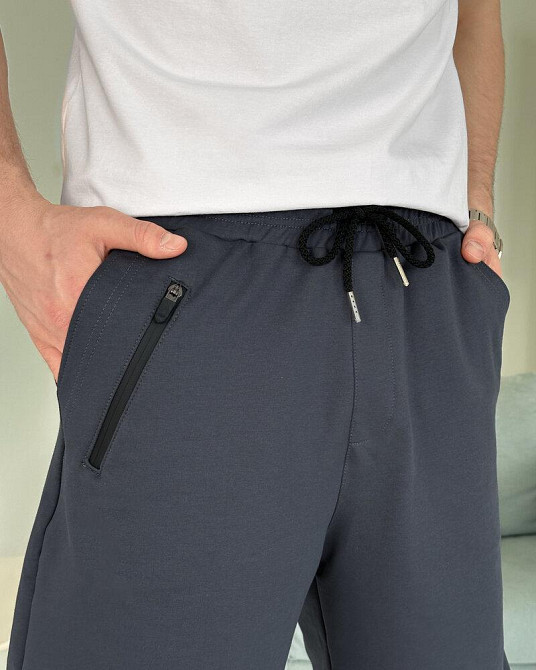 Лёгкие однотонные летние мужские шорты тёмно-серые Pobedov Griz Киев - изображение 2