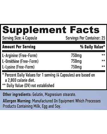 Аргінін, орнітін та лізин Haya Labs L-Arginine L-Ornithine L-Lysine 100 caps Луцьк