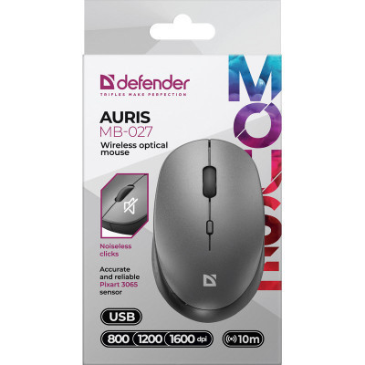Мишка Defender Auris MB-027 Silent Wireless Grey (52029) Вінниця - фото 6