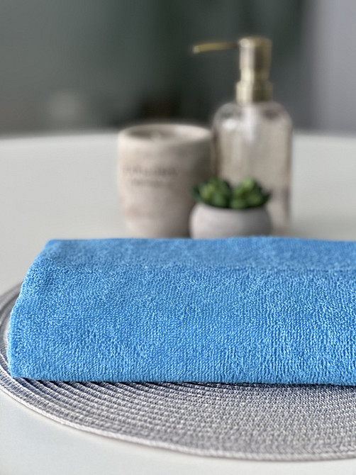 Комплект полотенец однотонных Ideal Textile 40х70+50х90+70х140 см 400 г/м2 (56860941) Блакитний Черновцы - изображение 10