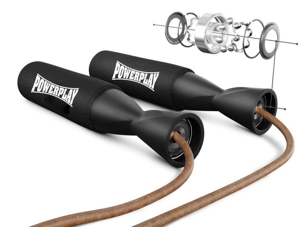 Скакалка шкіряна PowerPlay 4214 Leather Jump Rope Чорна 2.75 см. Кам'янське - фото 3