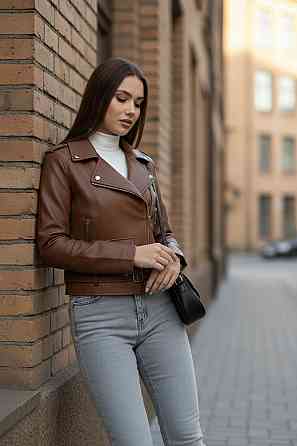 Куртка косуха  женская эко кожа Коричневый M-L Харьков