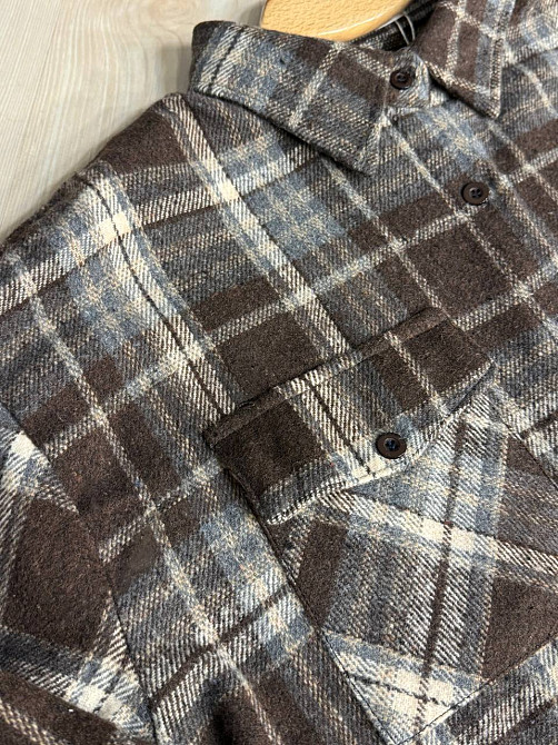 Сорочка жіноча YZY 223 картата оверсайз тепла байка, коричневий, one size Київ - фото 12