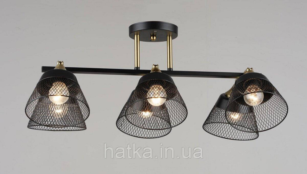 Люстра стельова на 6 плафонів VALESO N6823/6, патрон E27, Лофт, Чорний+Мідь Київ - фото 1