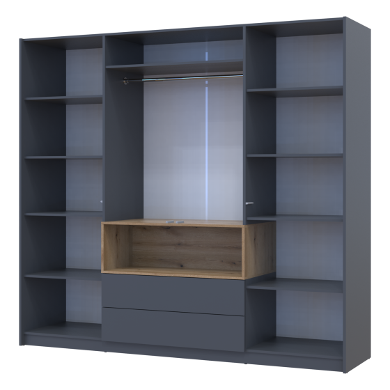 Шкаф для одежды с нишей Doros Дэйл 206х52х220 см Графит/Дуб евок (DRS-011283) Днепр