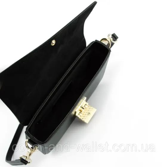 Маленька каркасна жіноча сумка чорного кольору з гладкої шкіри Virginia Conti Київ