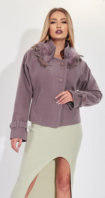 Укорочене пальто з натуральним хутром (46) Київ - фото 2