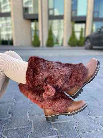 TopS Унти жіночі TopS руді натуральна шкіра з хутром висота 26см обхват 32-33см розмір 40 (АР-6 Коломыя