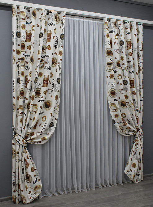 Комплект готових фото-штор VR-Textil Coffee-House № 1497ш Різнобарвний 150х275 см 2 шт (33-0396) Київ - фото 2