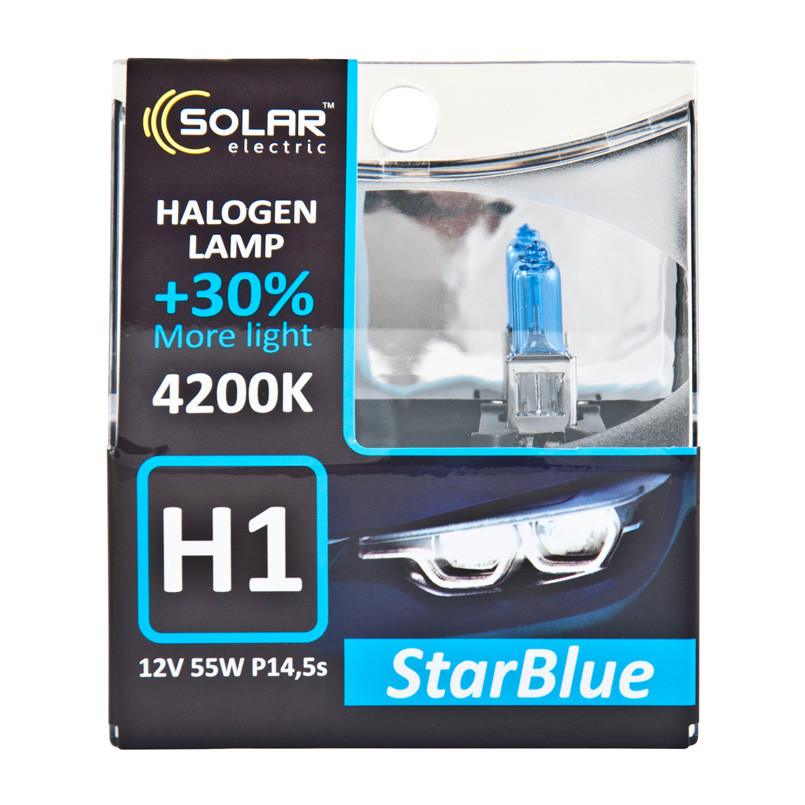 Галогеновая лампа Solar H1 12V 55W P14,5s StarBlue 4200K, SET Львов - изображение 1