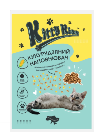 Универсальный наполнитель кукурузный Kitty Kiss для кошачьего туалета, 3 кг Винница