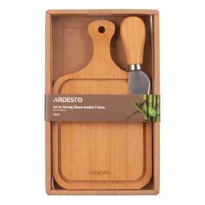 Доска для подачи Ardesto Midori, 2 предмети, 19х11х0.8см, бамбук, нержавіюча сталь (AR0936) Вінниця