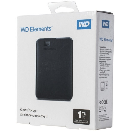 Зовнішній жорсткий диск 2.5" USB 1.0TB WD Elements Black (WDBUZG0010BBK-WESN) Чорний Харків - фото 16