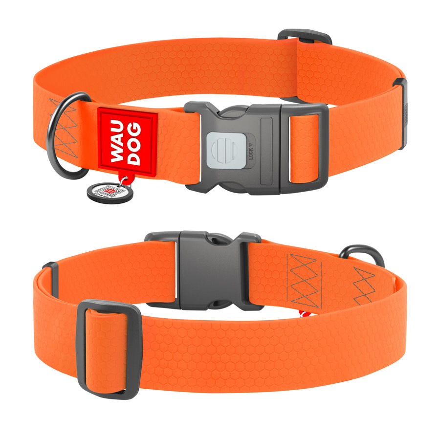 Ошейник для собак водостойкий WAUDOG Waterproof з QR паспортом, пластиковий фастекс, XXL, Ш 40 мм, Дов 46-70 см, помаранчевий Київ - фото 2