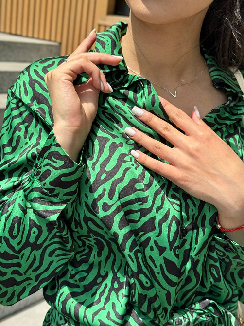 Жіночий шовковий костюм із штанами Зелений XL/2XL Харків - фото 1