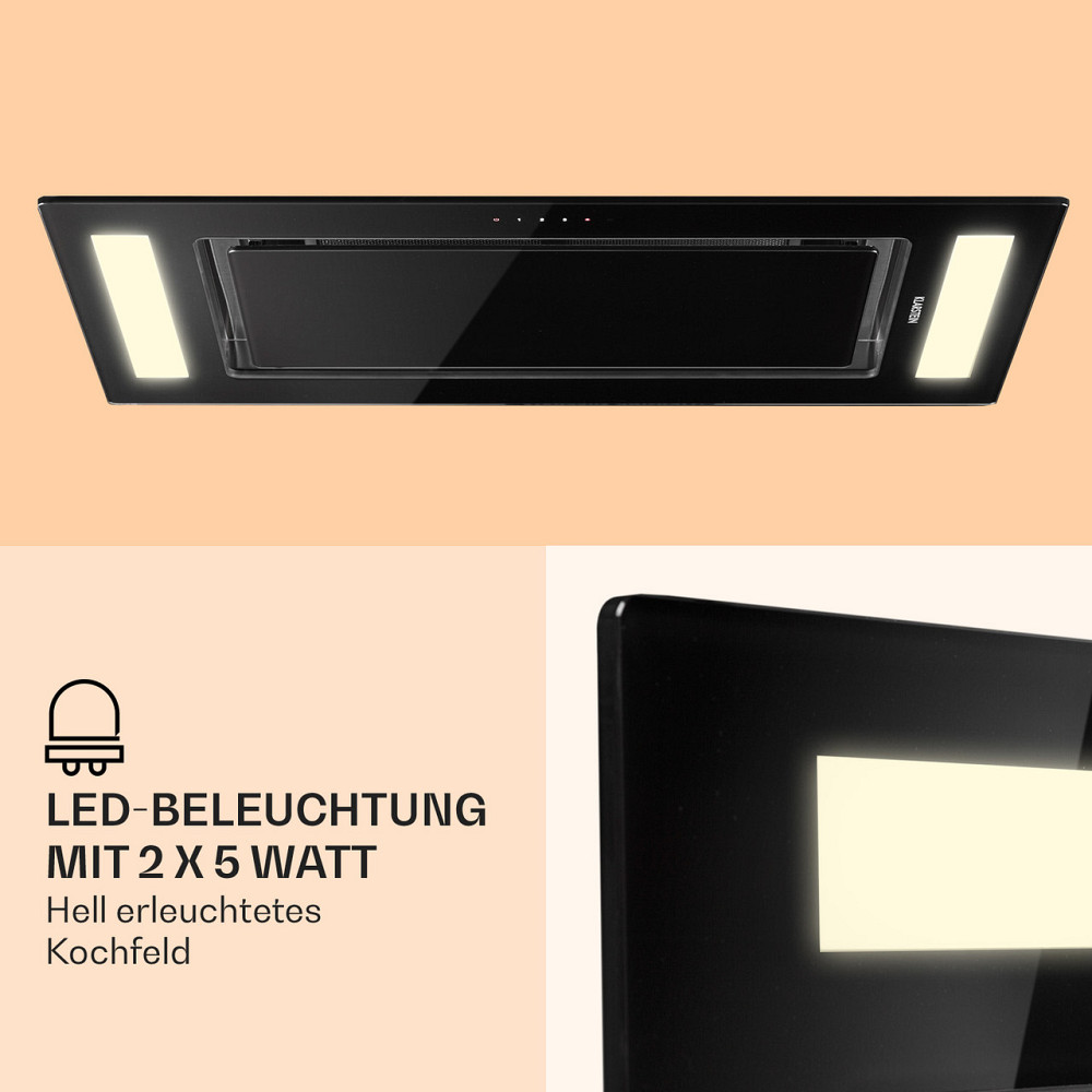 Потолочная вытяжка Remy 90 см 619 м³/ч 230 Вт 3 уровня дистанционного управления без сменного фильтра Черный Ровно - изображение 3