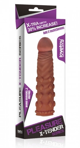 Насадка на член - Pleasure X-Tender Penis Sleeve Add 2" Brown Sex Aura Київ - фото 6