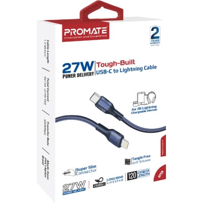 Дата кабель USB-C to Lightning 1.2m 27W PD FletchLink-CI blue Promate (fletchlink-ci.blue) Винница - изображение 2